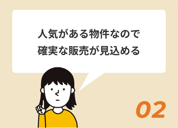 人気がある物件なので確実な販売が見込める